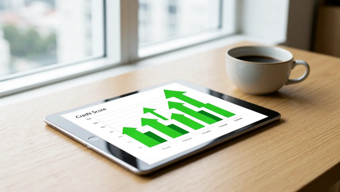 Digital dashboard showing a high 700 above is a good credit score indicator.