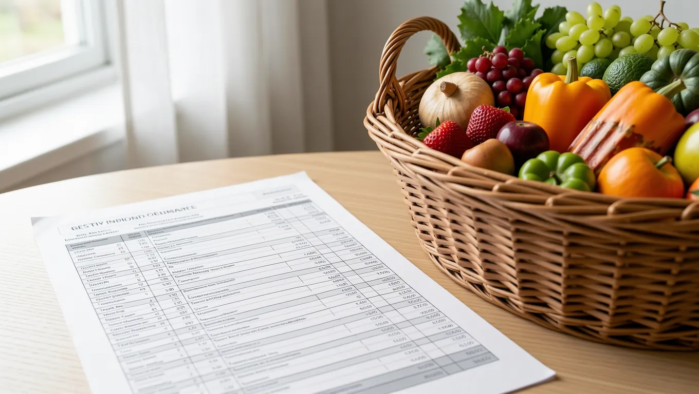Financial statements next to seasonal items on a table