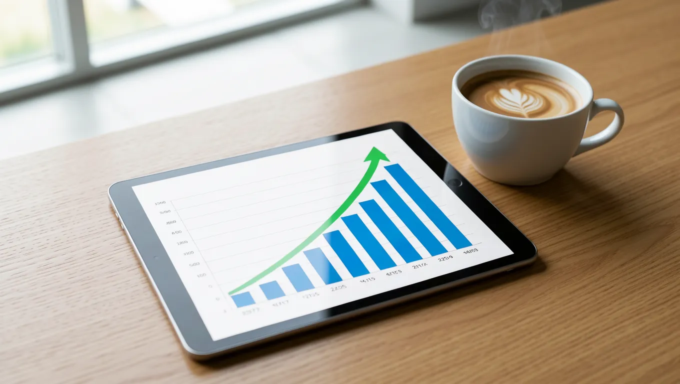 Digital tablet displaying an increasing credit score for building credit preventing repair
