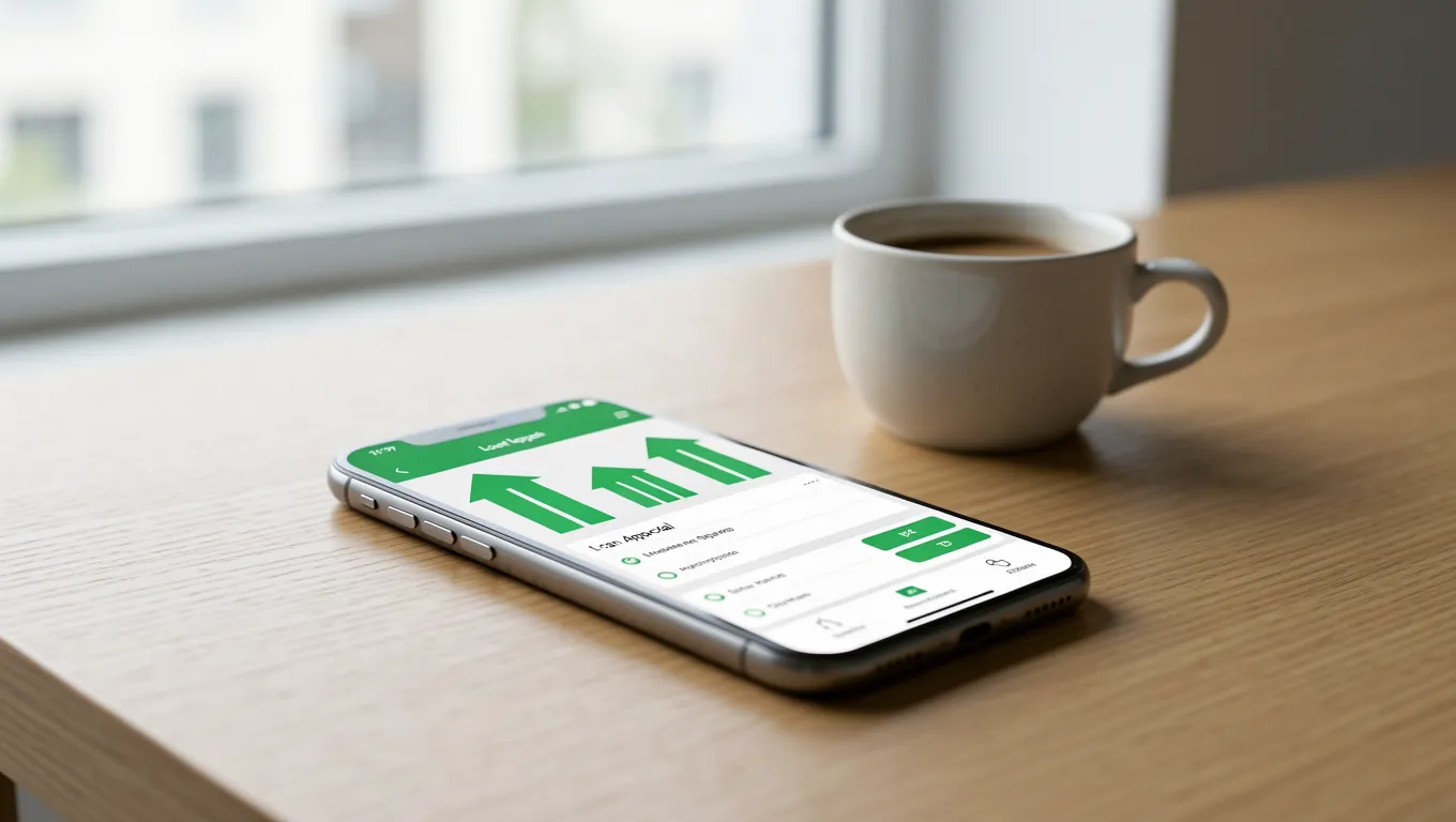 Smartphone showing instant no credit check loans approval status in 2026