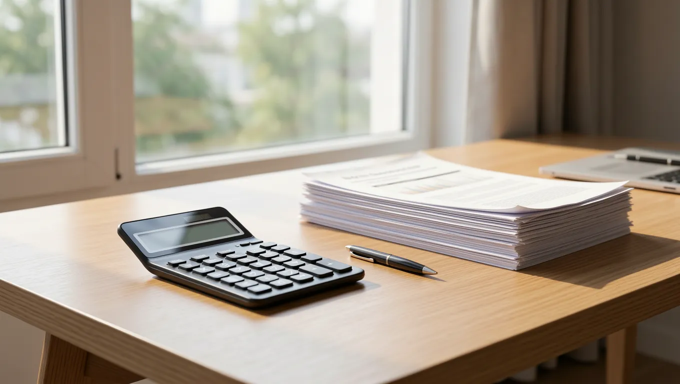 A close-up of organized financial documents on a desk illustrating personal loans with fixed rates.
