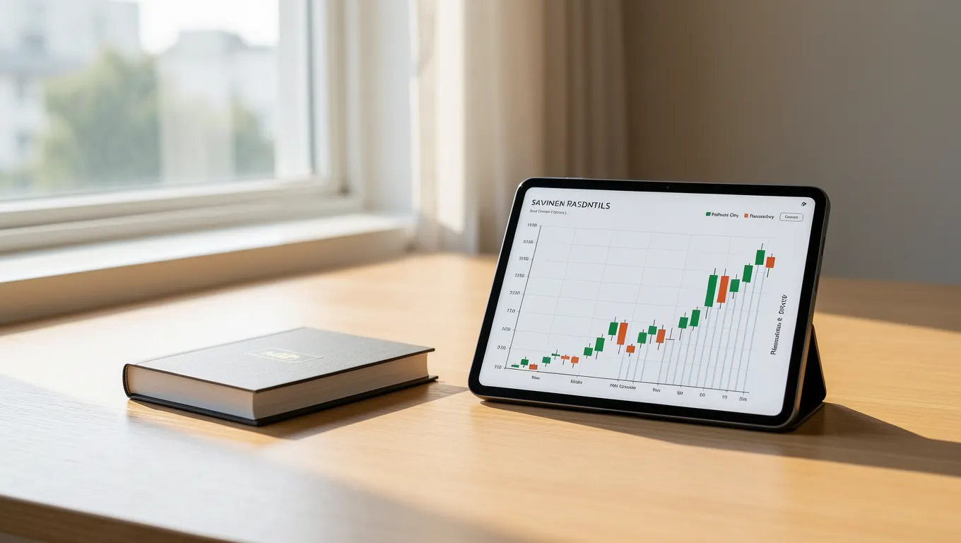 Financial documents and a digital tablet showing growth for secured personal loans online